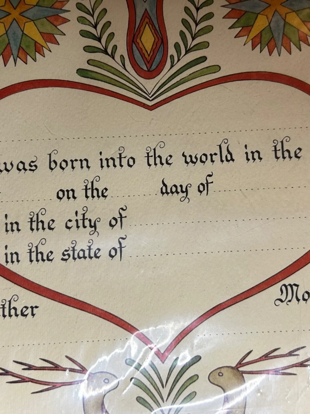 VTG 1968 Fraktur Folk Art Early PA Dutch Marriage/Birth certificates